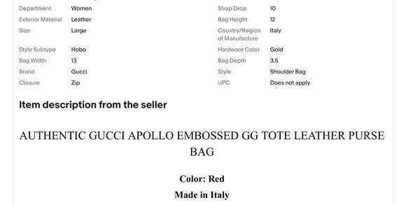 Authentic Red Gucci Apollo Hobo Bag! Amazing Condition! - Picture 3 of 16